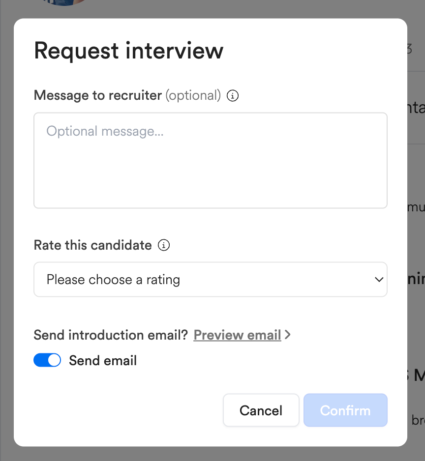 Requesting an interview in Paraform