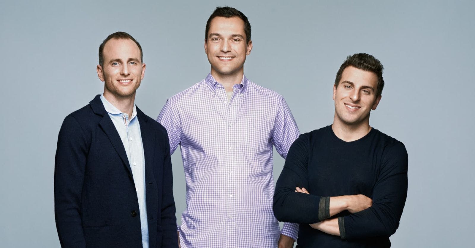 Airbnb Co-founders Brian Chesky (right), Nathan Blecharczyk (middle), and Joe Gebbia (left)